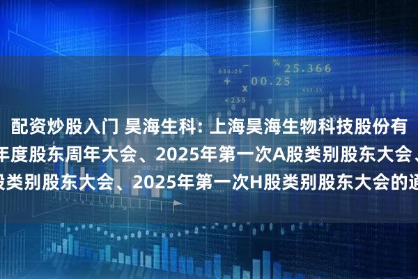 配资炒股入门 昊海生科: 上海昊海生物科技股份有限公司关于召开2024年度股东周年大会、2025年第一次A股类别股东大会、2025年第一次H股类别股东大会的通知内容摘要
